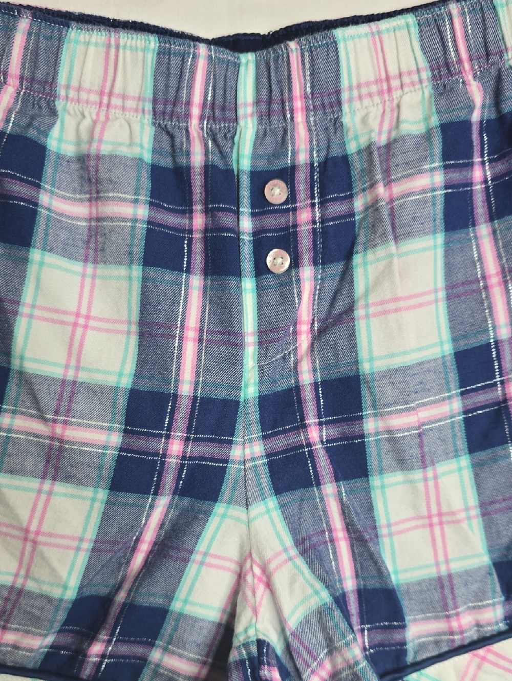 Victoria's Secret Vintage Y2K Blue Pink Plaid Lounge Pajama Shorts